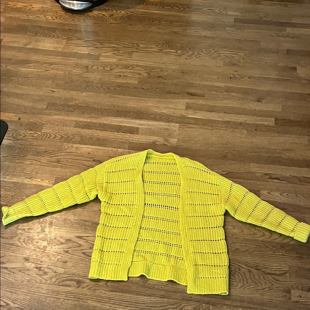 Vibrant Yellow Open-Knit Women's Sweater